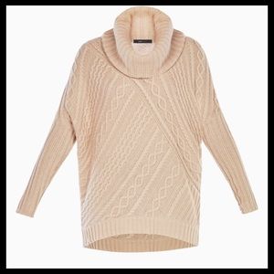 BCBG Linden Cowl Neck Cable Knit Sweater